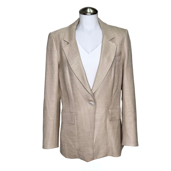 $645 VERONICA BEARD Lyda Dickey Blazer Jacket Sz 8 Beige Tan - Picture 2 of 16